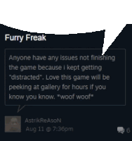 a speech bubble with the words furry freak on it