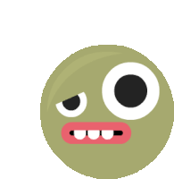 a cartoon smiley face with big eyes and a pink mouth