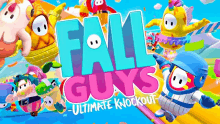 a poster for fall guys ultimate knockout with a bunch of cartoon characters on it