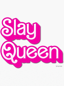 a pink and white logo that says slay queen