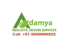 a logo for adamya realistic design services with a call number