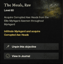 a screenshot of the metals , raw level 60