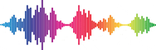 a set of colorful sound waves on a white background