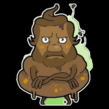 a cartoon drawing of a man shaped like a pile of poop with his arms crossed