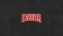 a black background with red text that says " devolver "