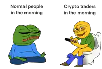 normal people in the morning and crypto traders in the morning meme