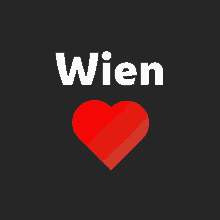 a black background with a red heart and the word wien