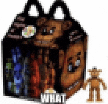 a pixel art of a mcdonald 's happy meal with a monkey