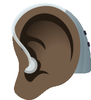 a drawing of a person 's ear with a hearing aid