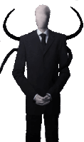 a man in a suit and tie has long horns