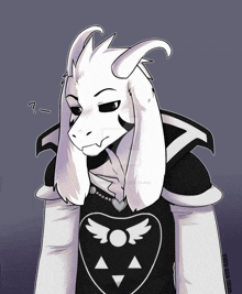 a drawing of a goat with a heart on his shirt