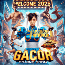 a poster that says gacor coming soon with chun li on it