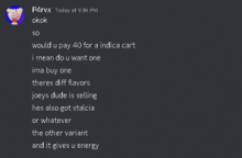 a screenshot of a discord conversation with p4rvx