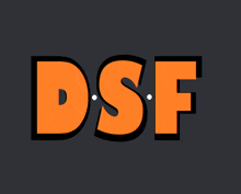 a logo for dsf is shown on a dark background