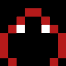 a black background with red and white squares in the shape of a cross .