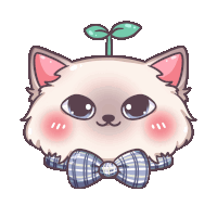 a drawing of a cat with a bow tie and a plant on its head