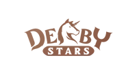 a logo for derby stars with a unicorn in the middle