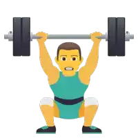 an illustration of a man squatting while lifting a barbell