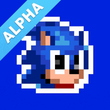 a pixel art of sonic the hedgehog with a blue background