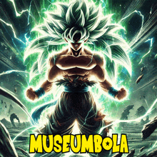 a poster with a dragon ball z character and the words museumbola on the bottom