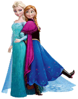 elsa and anna from frozen pose for a picture