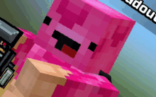 a close up of a pink minecraft character with the word adorable visible