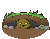 a cartoon drawing of a mole in a hole