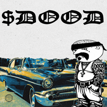 a cartoon of a man standing in front of a car with the words good gang on the bottom