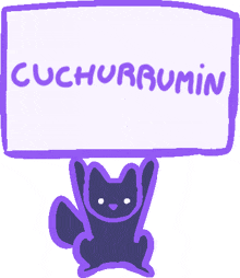 a cat is holding a sign that says cuchurrumin