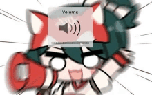 a cartoon of a cat with a volume button on it .