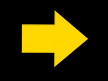 a yellow arrow is pointing to the right on a black background .