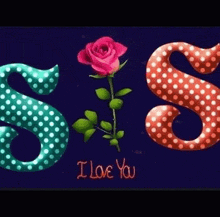 the letters s and s are polka dot and have a rose on them .