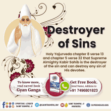 a poster that says destroyer of sins with a picture of a man with a beard