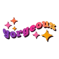 the word gorgeous is on a white background with stars