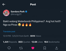 a screenshot of a sandra park tweet