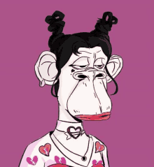 a cartoon of a monkey wearing a choker and a necklace .