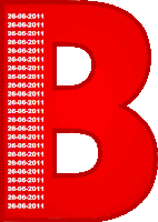 a red letter b with the dates 26-06-2011 26-06-2011 26-06-2011 26-06-2011 26-06-2011 26-06-2011