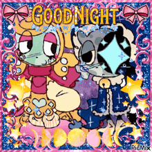 a picture of two cartoon characters with the words good night