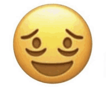 a close up of a smiling emoji with a smirk on its face .