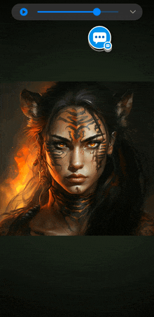 a painting of a woman with a tiger face paint on her face