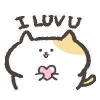 a drawing of a cat with a heart and the words " i luvu "