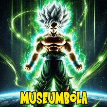 a poster with a dragon ball z character and the words museumbola on the bottom