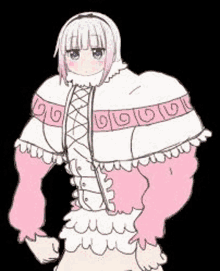 a drawing of a girl with muscles in a pink dress and cape .