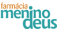 a logo for farmacia menino deus in orange and blue letters