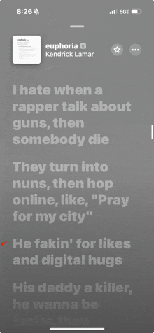 a phone screen shows a song by kendrick lamar