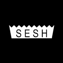 a white logo on a black background that says sesh