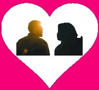 two silhouettes of a man and a woman in a heart