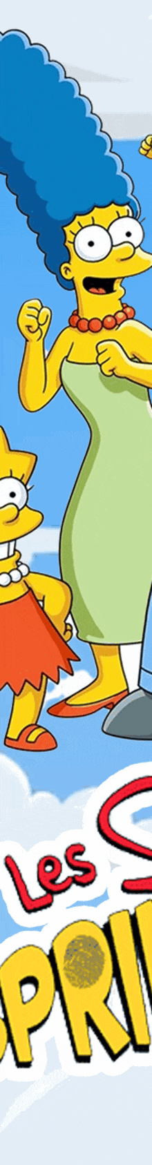 a poster for the simpsons shows marge simpson and bart simpson running