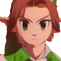 a cartoon character with red hair and green eyes