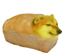 a loaf of bread has a dog 's face on it